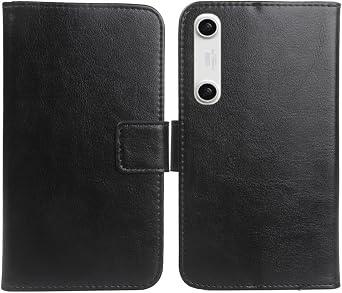 Color Design PU Wallet Flip Leather with Card Slots Cover Skin Protection Case Shell for Xreal Beam PRO 6.5" Black