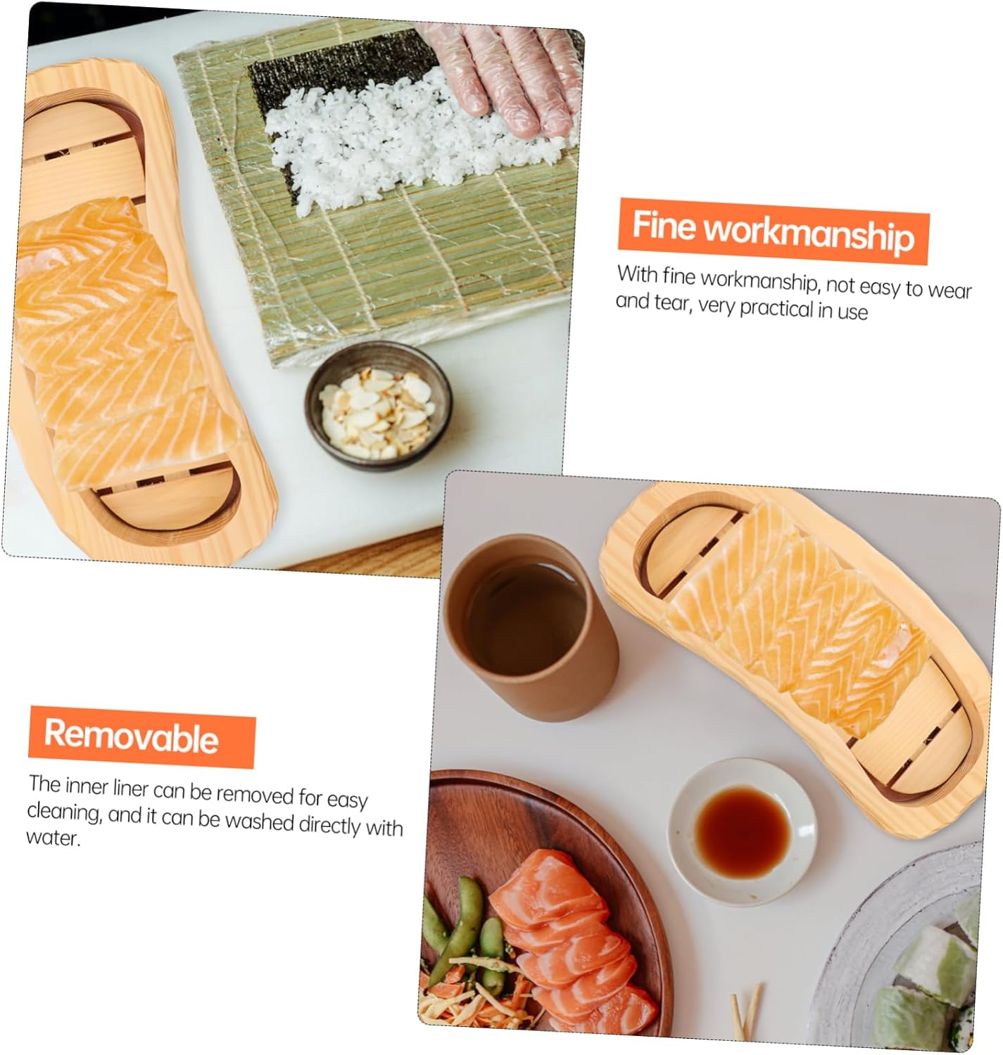 PRETYZOOM Wooden Sushi Plate Shark Design Serving Tray for Sushi Dishes Sashimi Dish Kitchen Tableware