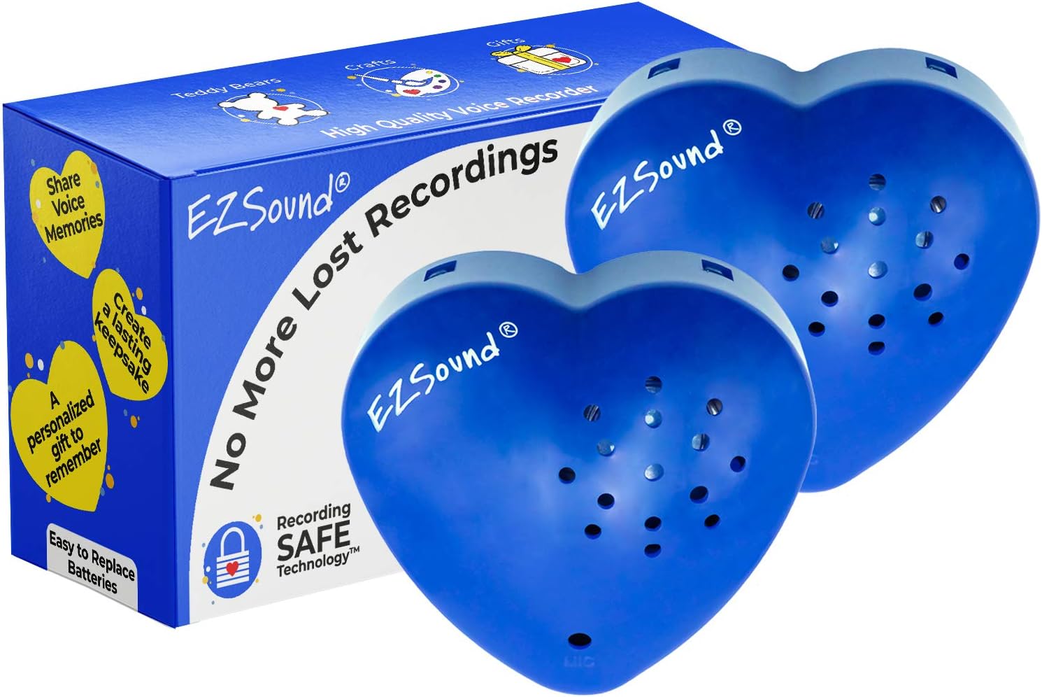 EZSound Build a Bear Voice Recorder | 2 Pack โ 30 sec Stuffed Animal Voice Box | Sound Box for Stuffed Animal | Custom Heart Shaped Audio Recordable Button for Plush, Kids, Music | Sound Module & Chip