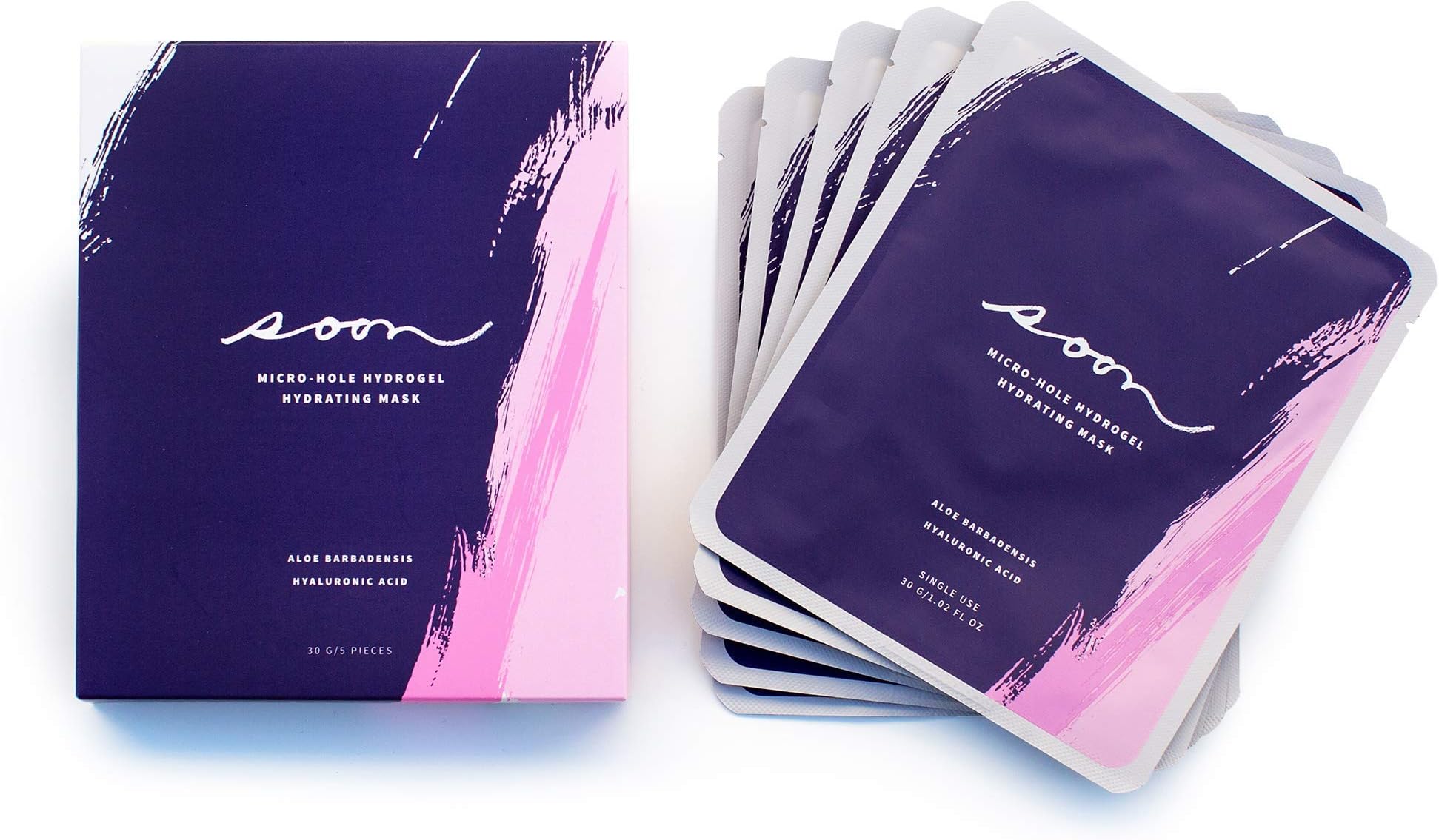 Micro-Hole Hydrogel Hydrating Face Mask, Aloe Vera Face Mask with Hyaluronic Acid and Collagen for Face, Hyaluronic Acid Mask for Any Skin Types - Soon Skincare