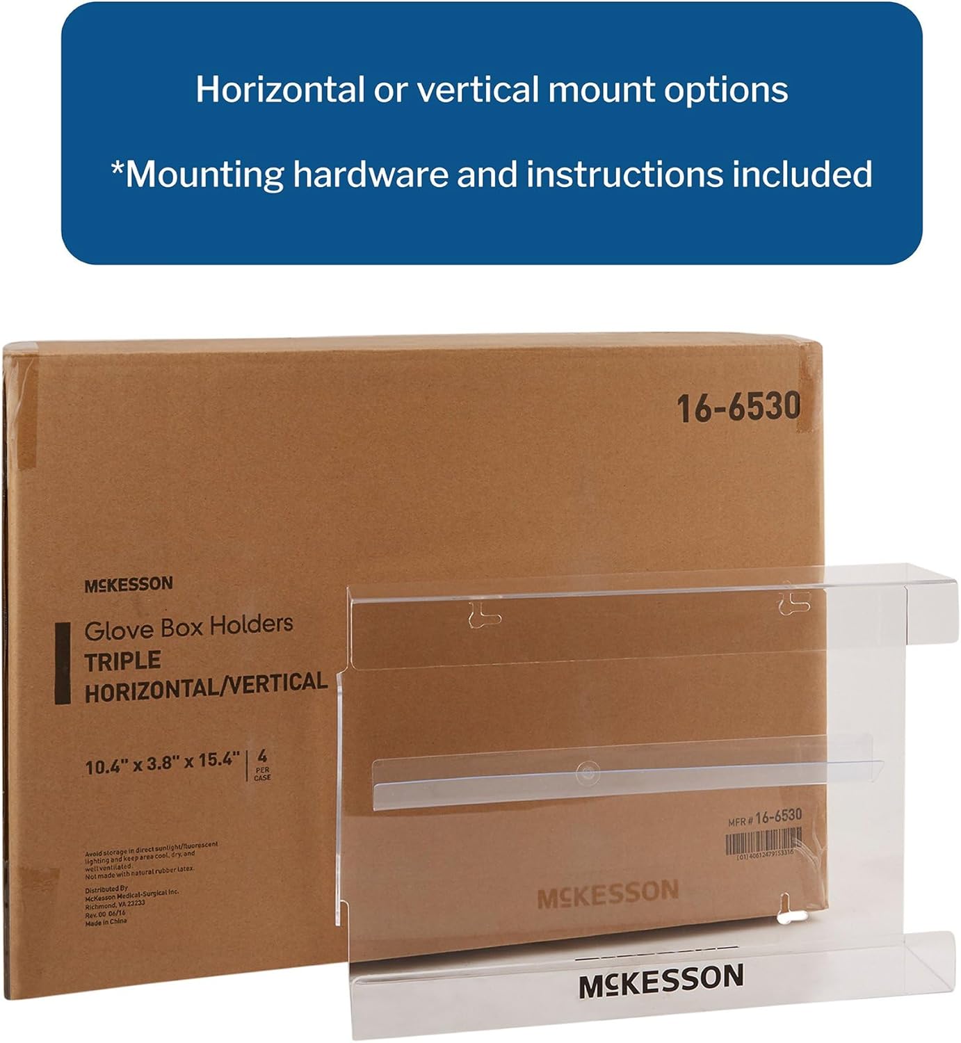 McKesson Glove Box Holder, 3 Box Capacity, Horizontal or Vertical Mounting, 10 1/4 in x 3 1/8 in x 15 1/4 in (L x W x H), 1 Count