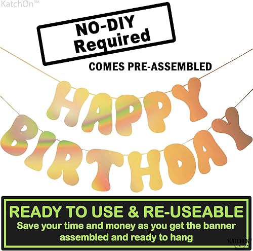 Miniatura 4 de Happt Birthday - Bandera iridiscente, color dorado