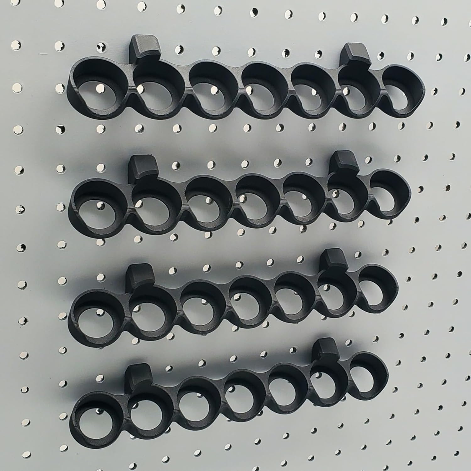 'Just Hanging' 1/4" Pegboard Paint Holder Hook, Compatible with Citadel Paints up to 32.5mm Diameter Pots, Storage for D&D Miniature Crafters (4, Matte Black)