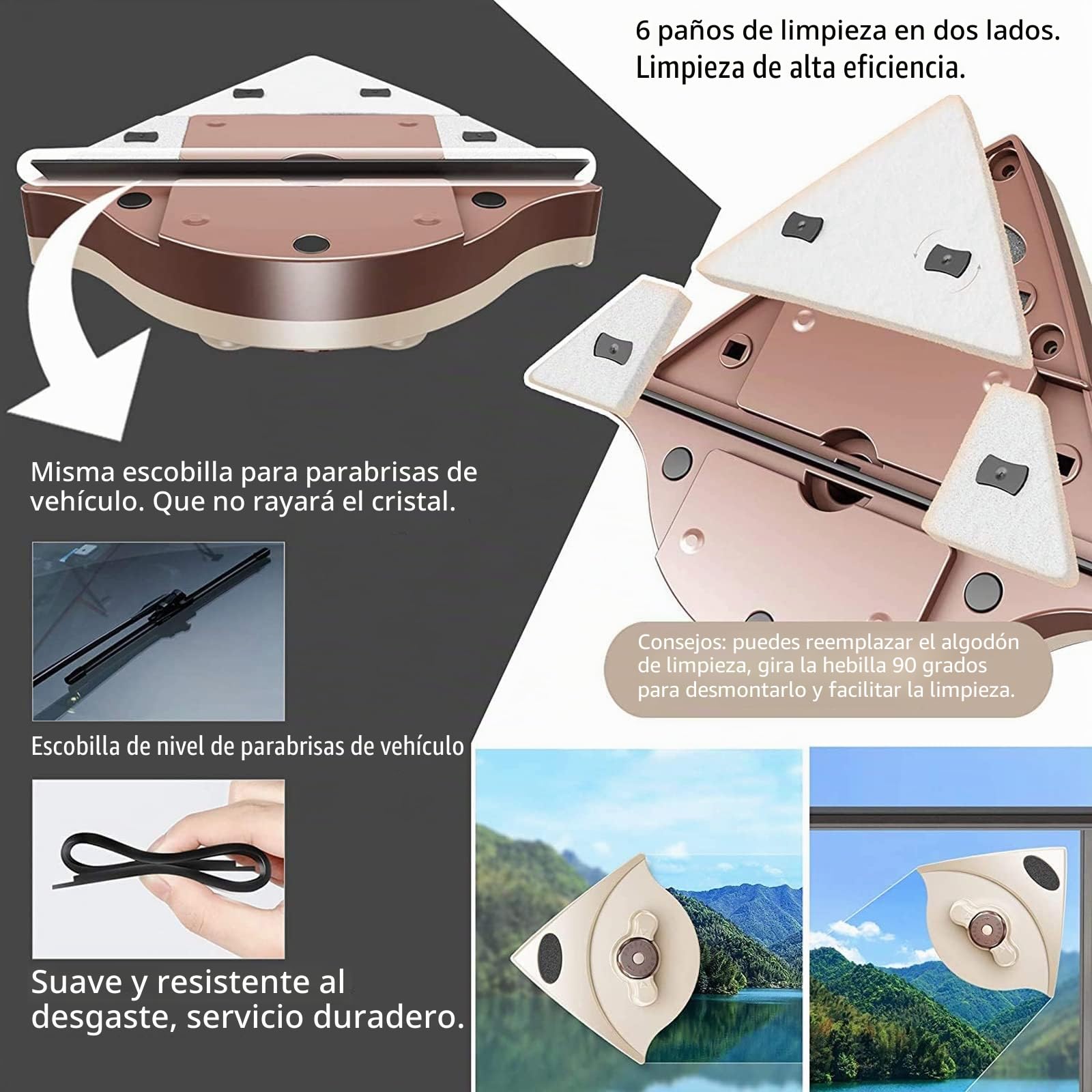 Limpiacristales Magnético Ventanas Doble Cristal Limpiador Ventanas con Imán Uso Profesional Limpia Cristales (Climalit 5-35Mm Espesor)