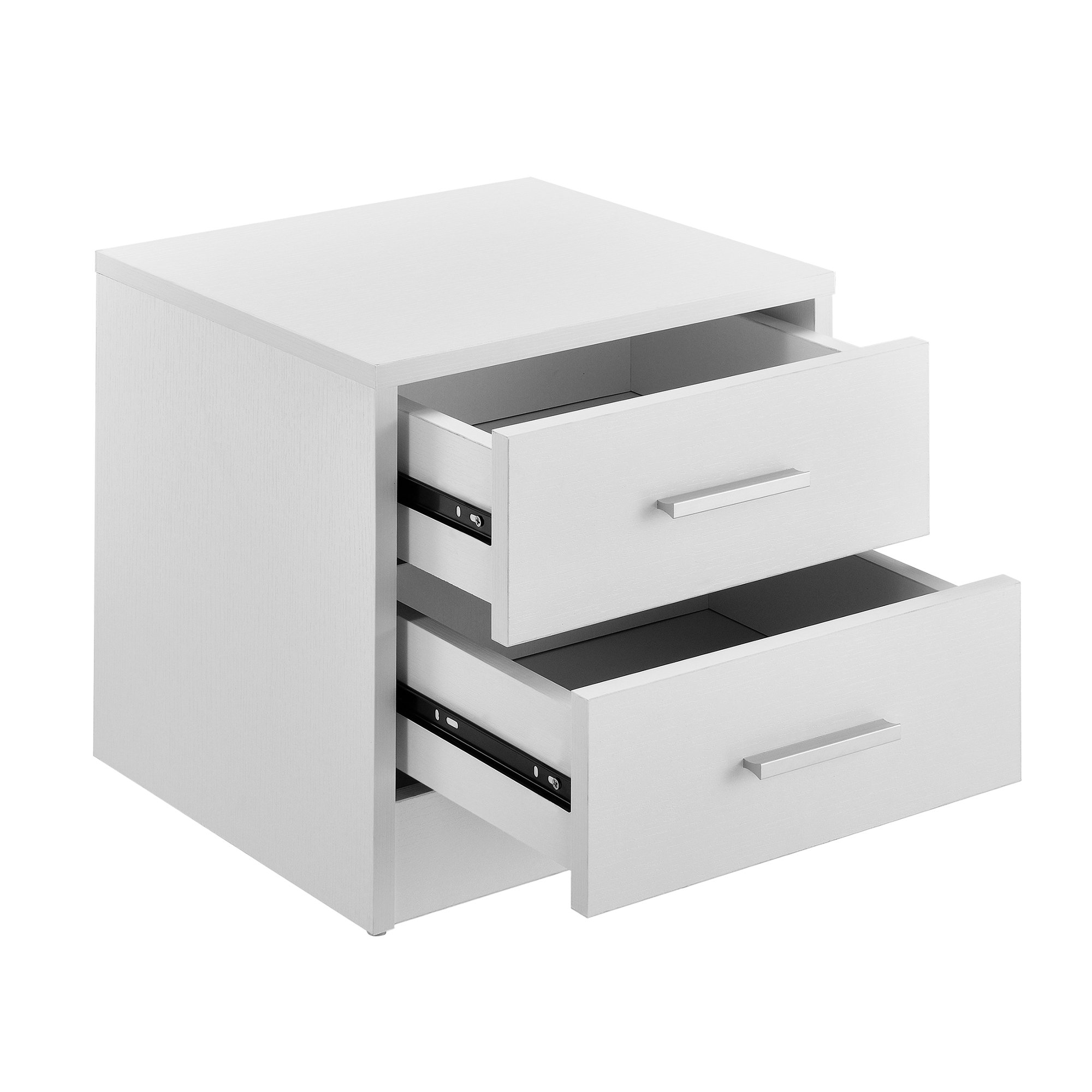 [en.casa] Table de Chevet Table de Nuit Blanc 2X Tiroirs Aggloméré Mélamine
