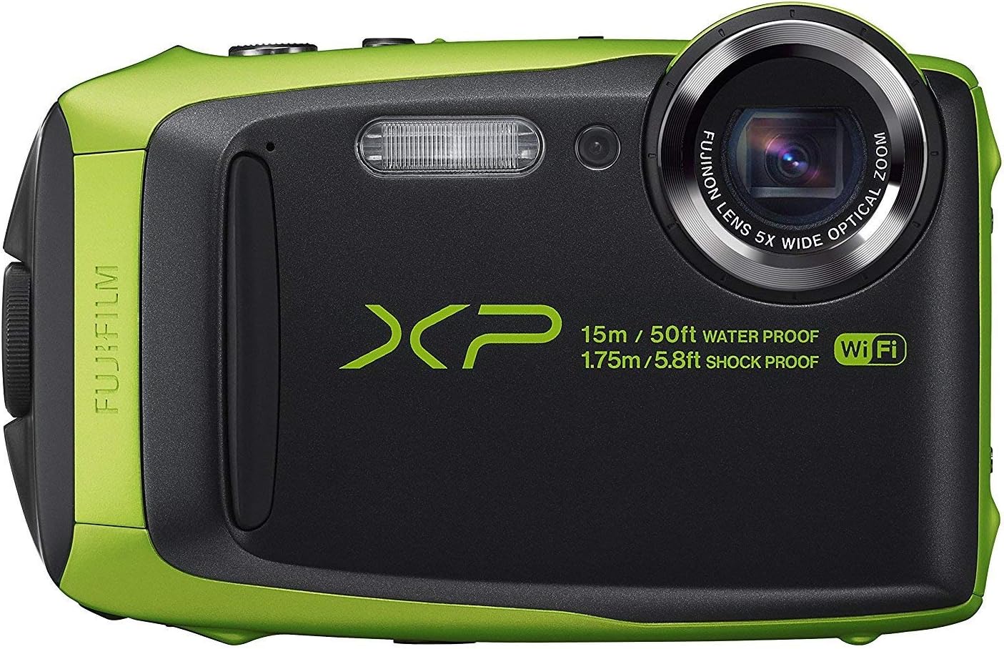 Fujifilm FinePix XP125 Shock & Waterproof Wi-Fi Digital Camera, Black/Lime (Renewed)