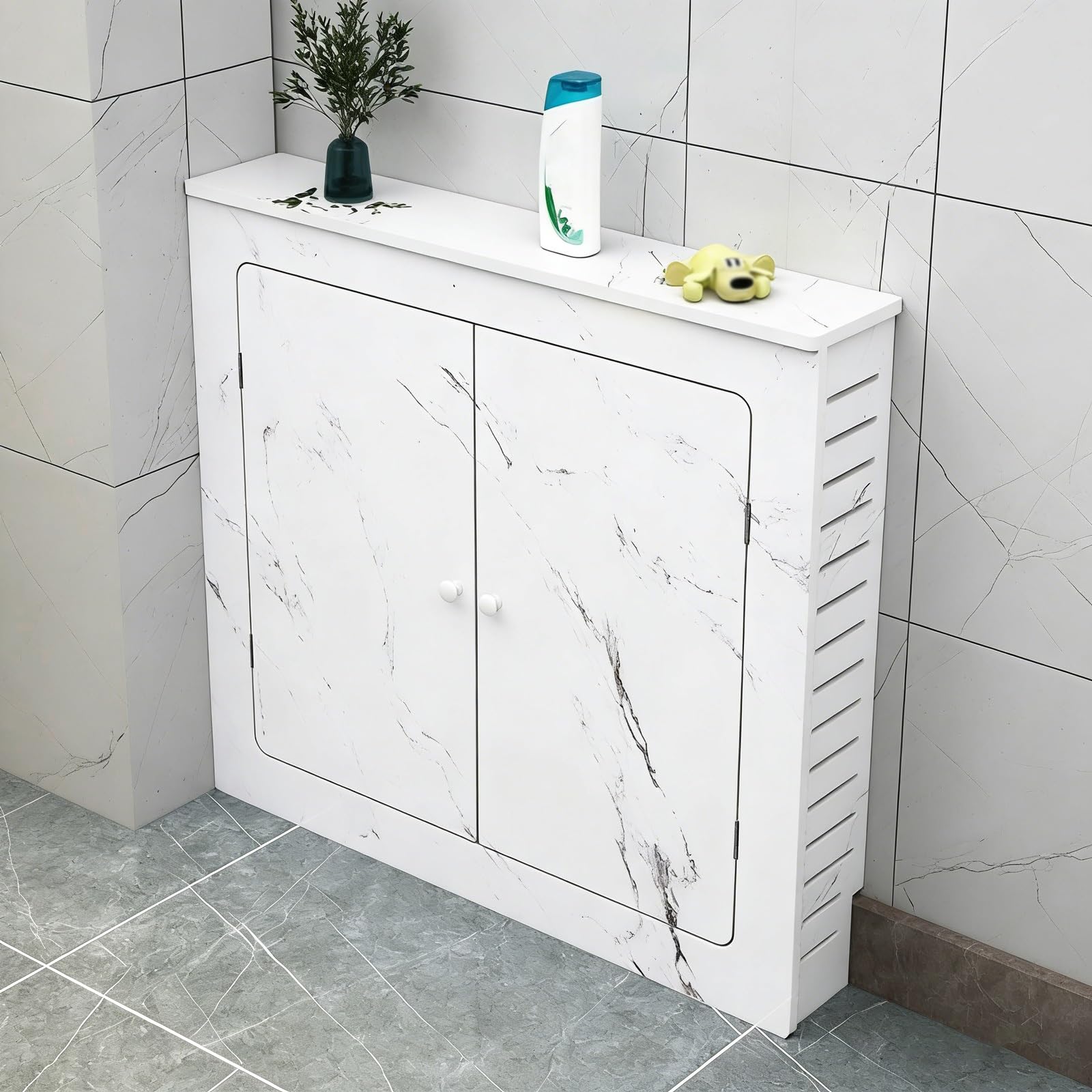 Cache Radiateur Pour Vieux Radiateurs Couverture Et Stockage Imperméable Anti-poussière Maison Facile À Installer Et Nettoyer(3-Sided(50x80x15cm))