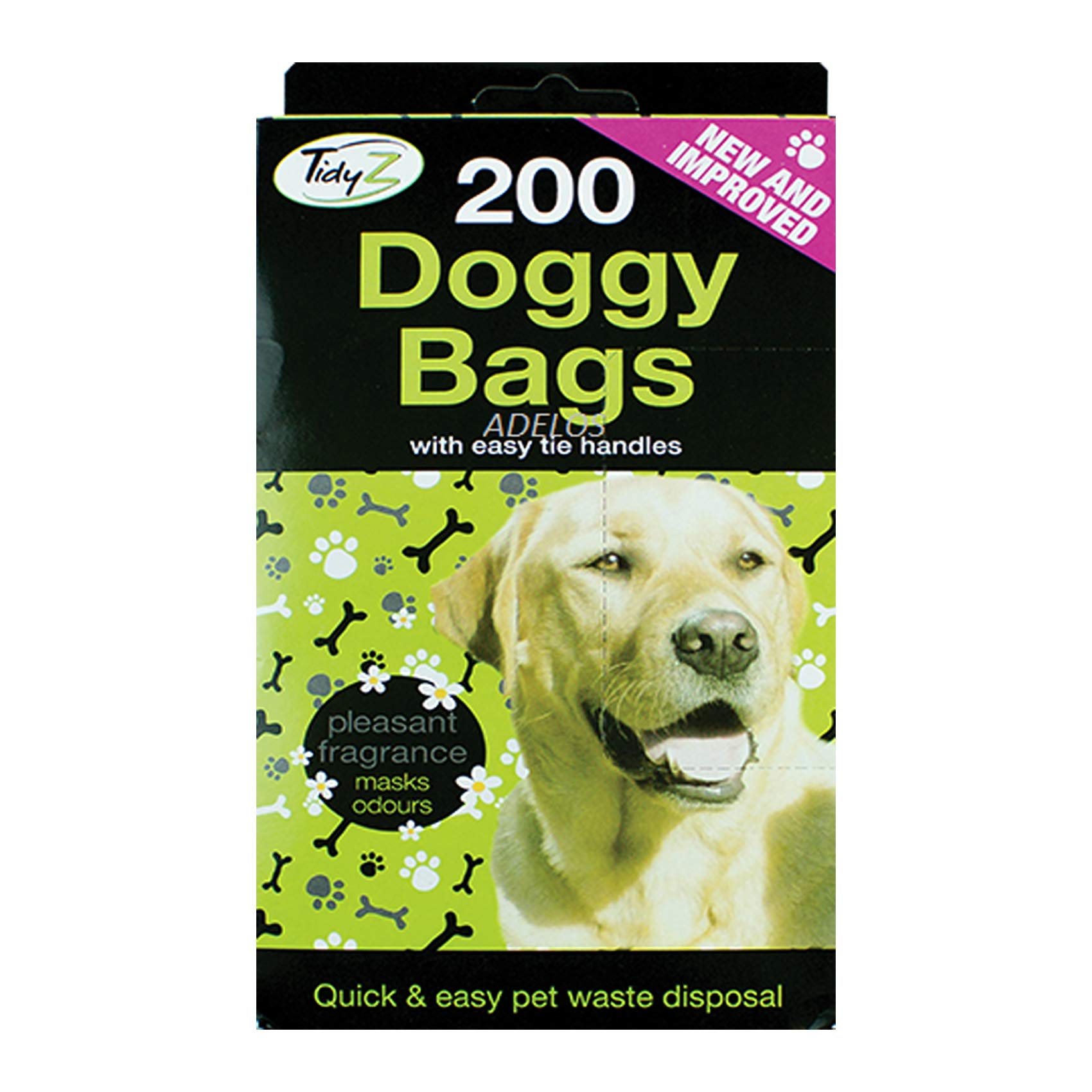 Tidyz Black 200-2000 X Doggy Bags Scented Dog Cat Puppy Poo Waste Easy Toilet Tie Scooper Household Poop Disposal Park Walk Animals (1 X Pack (200 Poo Bags))