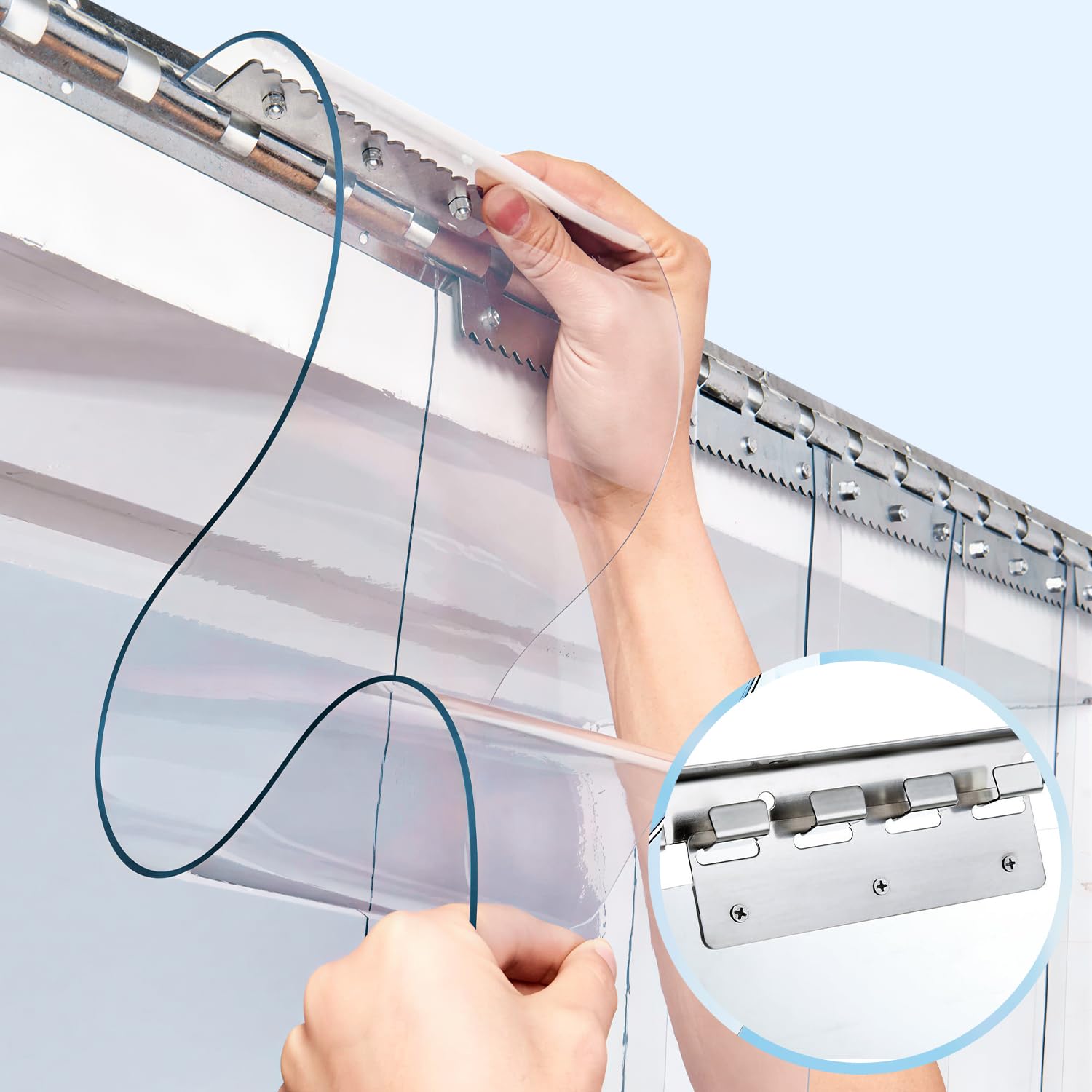 uyoyous Rideau à Lanière PVC 0,18 m x 50 m Rideaux à Lamelles Transparent | Rideau de Porte Exterieur PVC 2 mm Vent pour Garage Boutique Cuisine