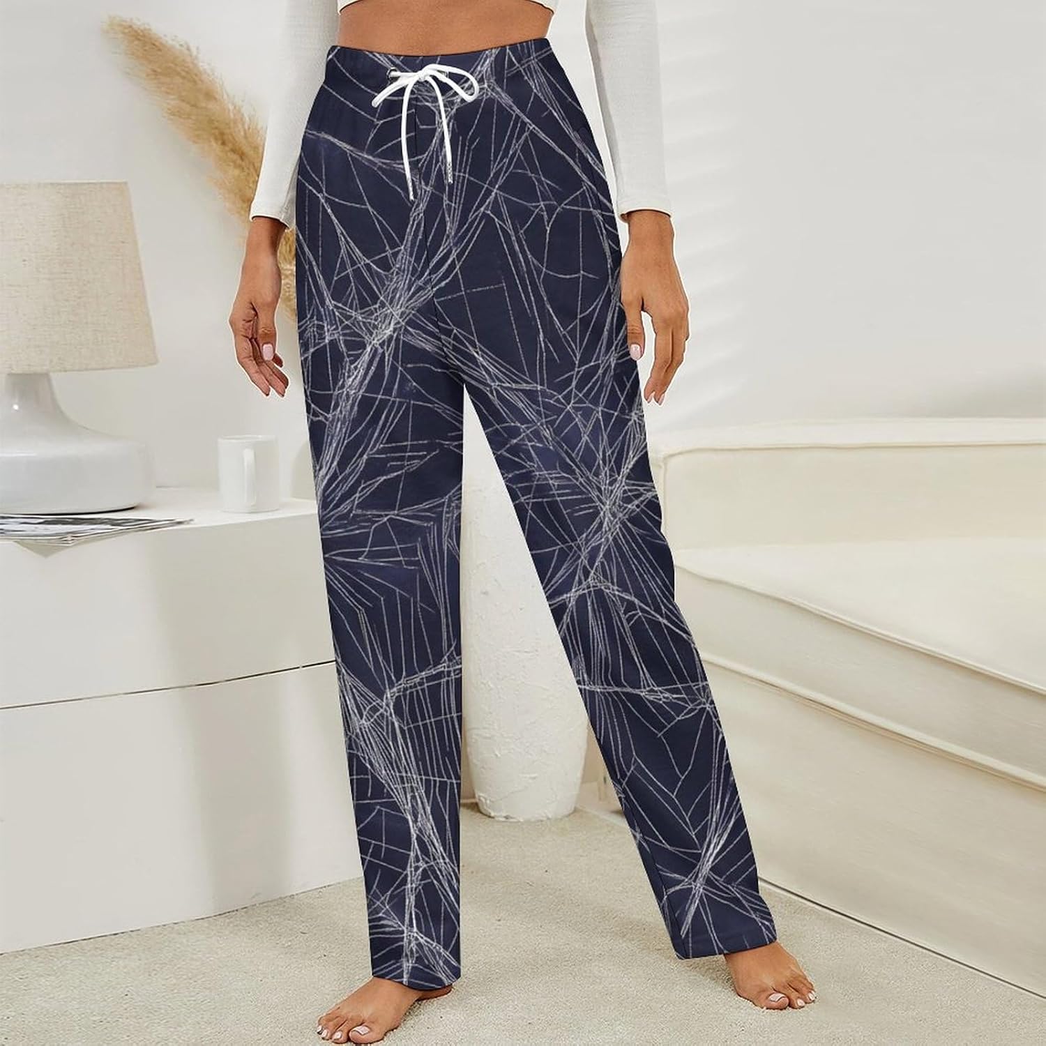 Spiders Silks Pattern Flannel Pajama Pants Women Soft Fleece Sleep Pj Lounge Bottoms