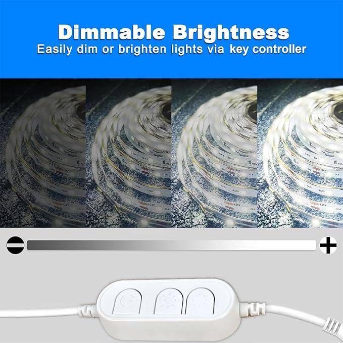 Tira de LED blanca 16.4 pies regulable 6500K luz diurna miniatura 2