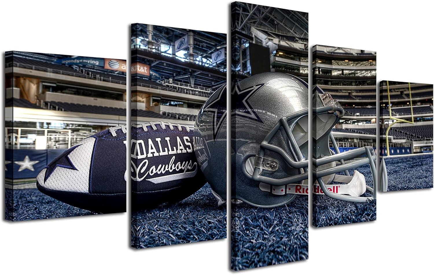 Bedroom Wall Decor 5 Panel Sports Wall Art American Football Poster Picture Canvas Prints Modern Home Living Room Wall Decorations Accessories Man Cave Sports Decor Gifts Framed 60''Wx32''H