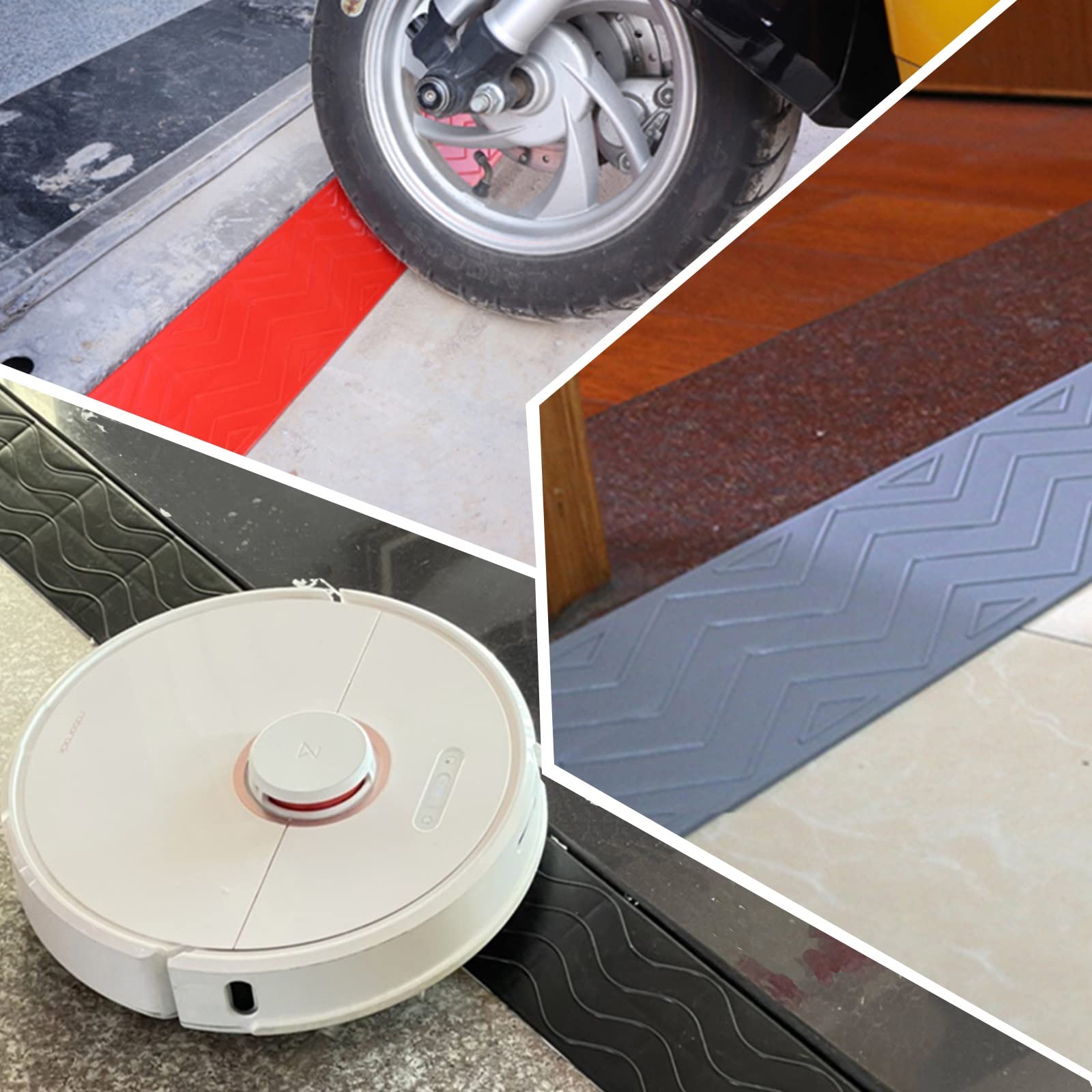 Generico Rampa Antiscivolo in plastica Gialla per sedie a rotelle, Ideale per Porte, Scale e marciapiedi - Soglia di 4 cm, rampa di Accesso per Scooter per disabili e sedie a rotelle, Resistente e Si