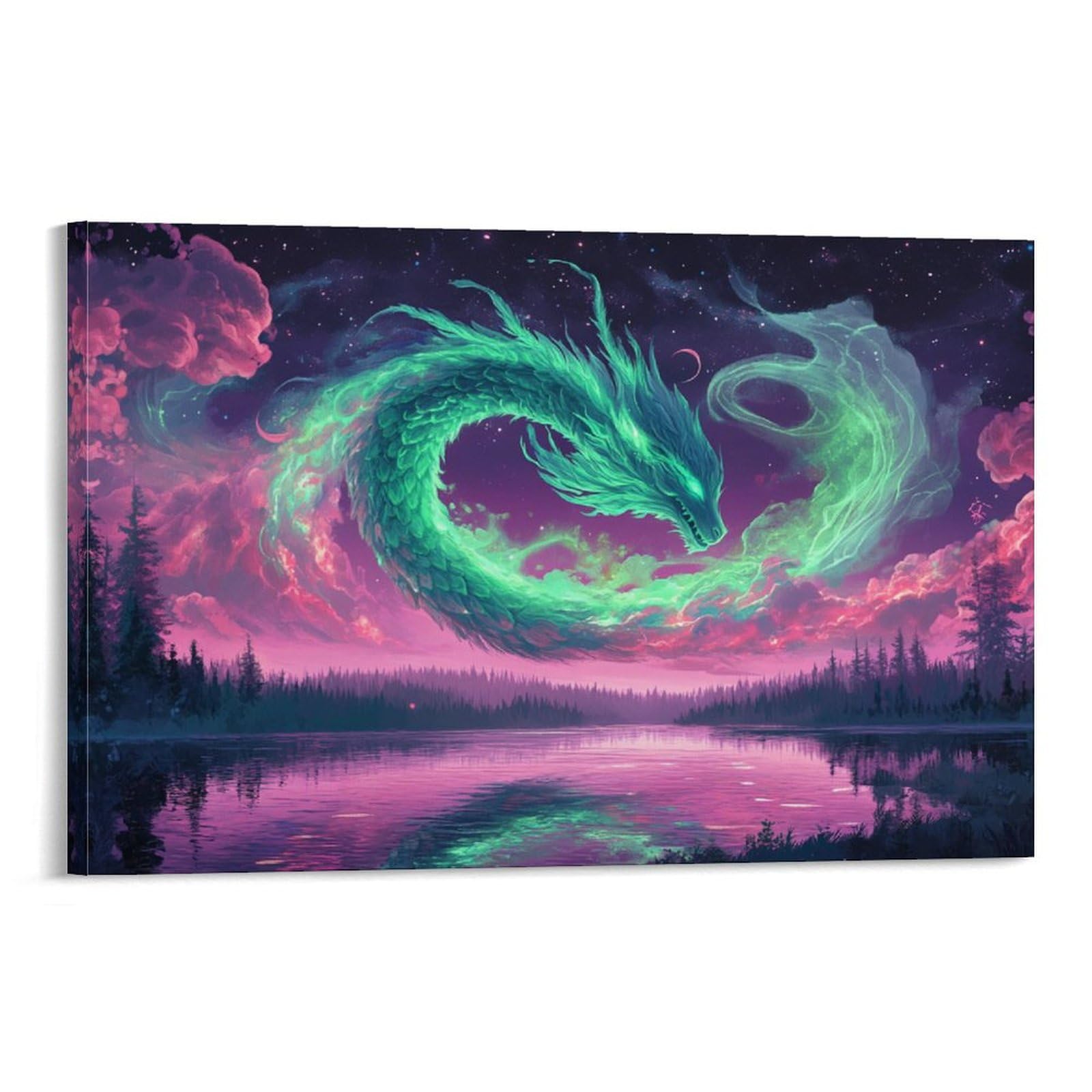 ZHUICHENG Dragon DecoRataivo Obraz/Plakat - 3D Urban Painting Na Płótnie Do Biura i Salonu. Odporny Na Uderzenia i Łatwa Konserwacja, Styl Przemysłowy 16x24 cale (40x60cm)
