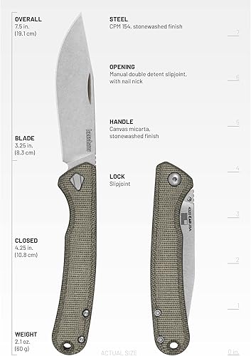 Miniatura 3 de Kershaw Federalist - Cuchillo de bolsillo plegable, carpeta manual con níquel para uñas, hoja de acero inoxidable CPM 154 de 3.25 pulgadas,