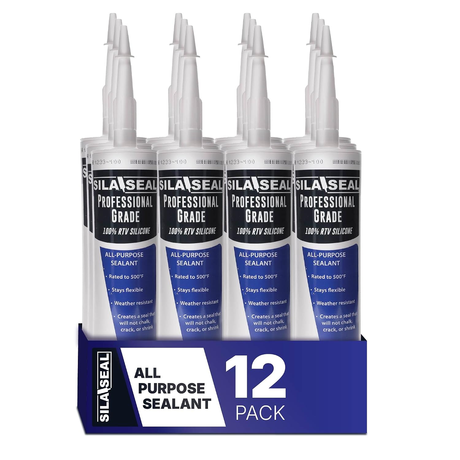 Silicona RTV profesional 100% clara con boquilla reclosable, paquete 12 miniatura 1