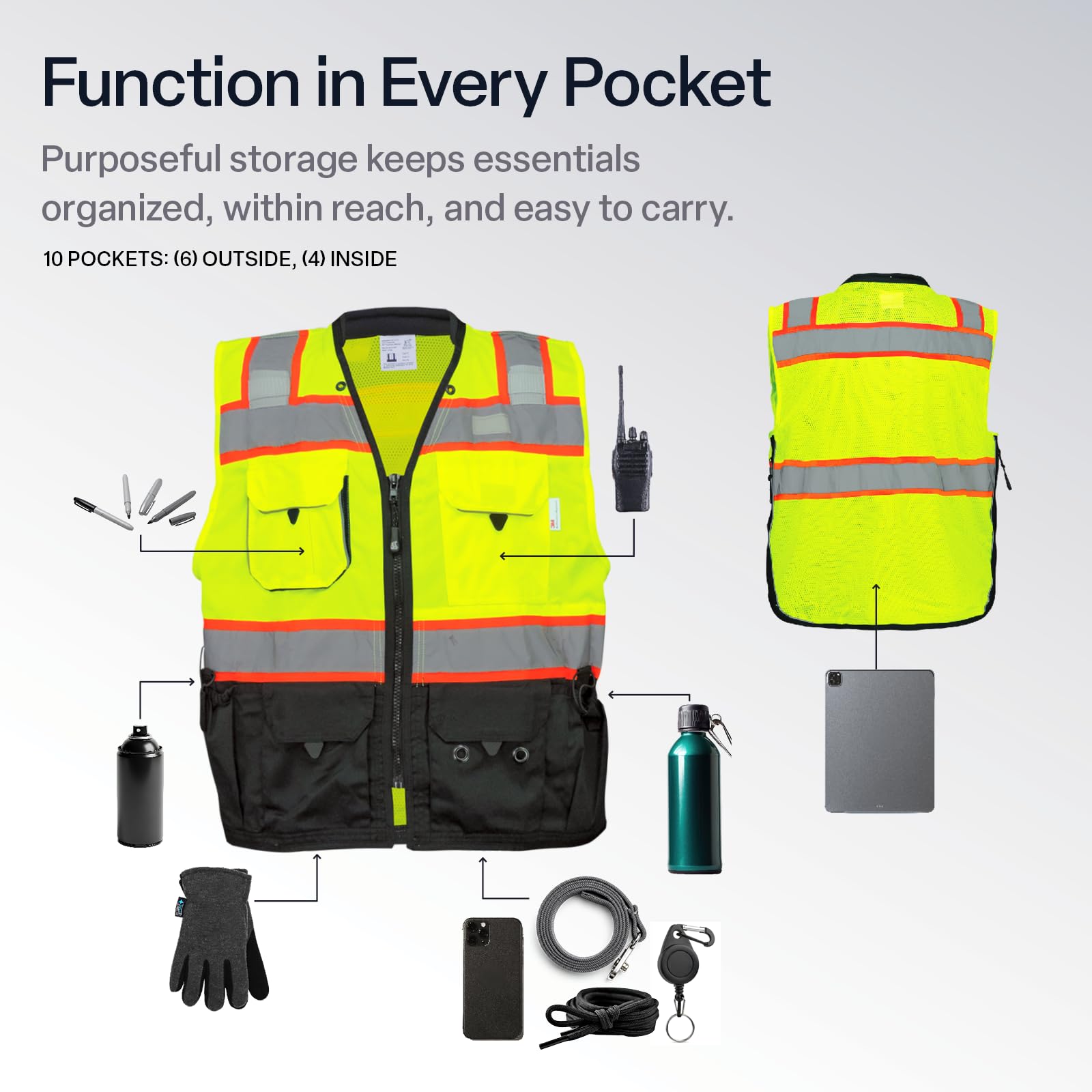 Global Glove GLO-099 FrogWear HV - Chaleco de seguridad de alta visibilidad para supervivencias, tamaño mediano