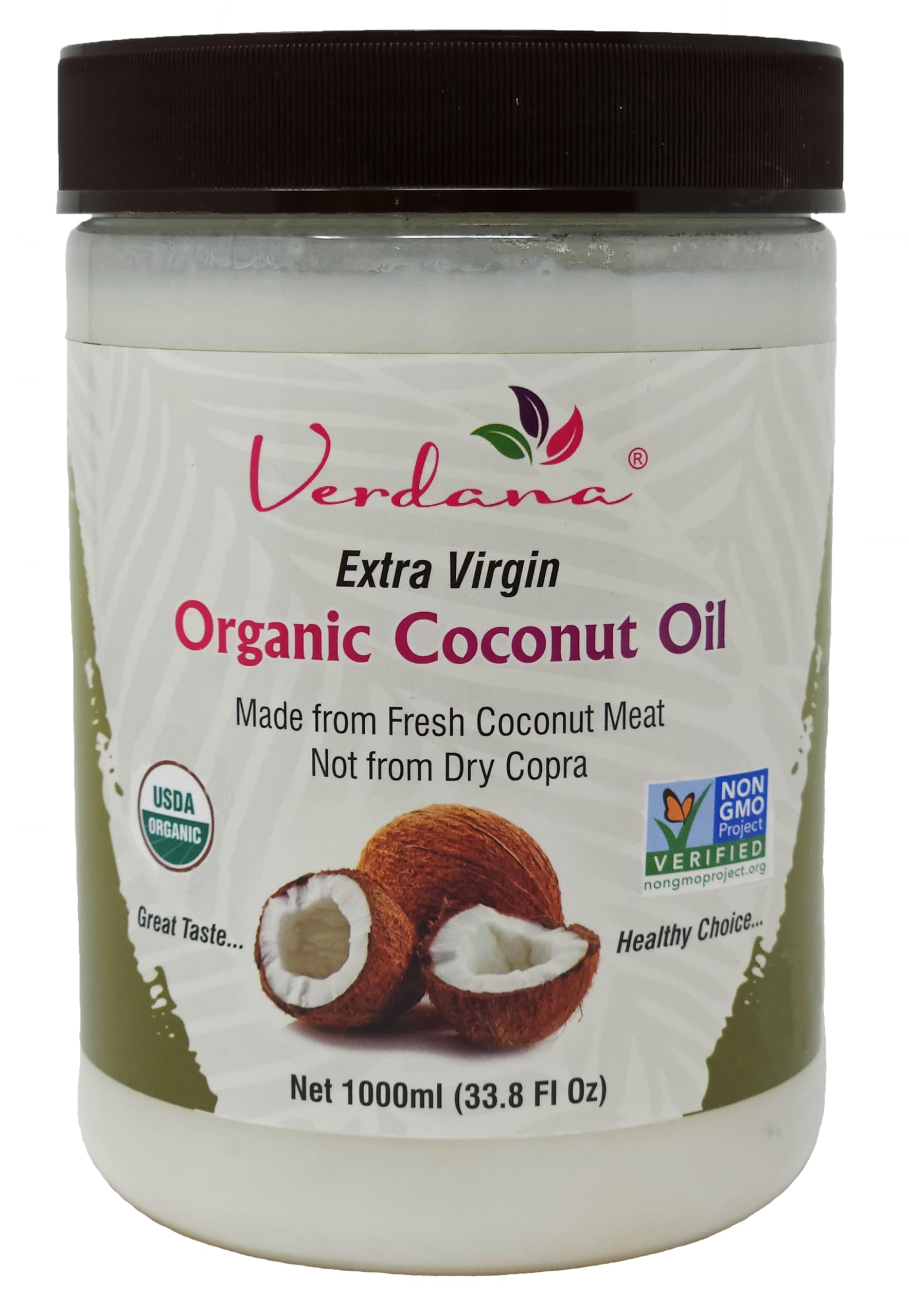 Verdana Organic Pure Extra Virgin Coconut Oil, USDA NOP Certified Organic, Unrefined, Cold Pressed - Deepthi Organics