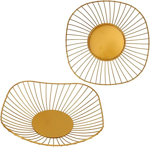 Miniatura 2 de Frutero de alambre de metal, cesta de frutas de alambre dorado, diseño de hoja de loto, cuenco de frutas para encimera de cocina, tazón de fruta de