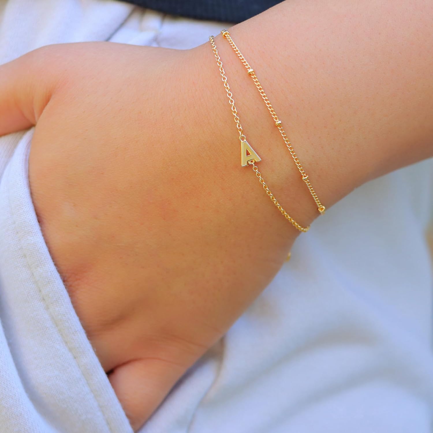 Turandoss Gold Initial Bracelets for Women Girls Jewelry Gifts - 18K Gold Plated Layered Letter A-Z Initial Bracelets Dainty Bracelet Jewelry Gift for Women Girls Gifts for Her - Image 5