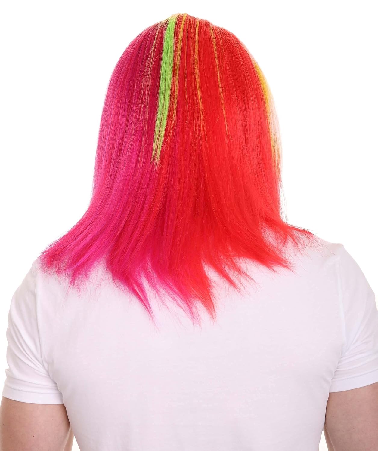 HPO Adult Men's Rainbow Rapper Celebrity Long Straight Wig, Synthetic Soft Fiber Hair, Perfect for your next Festival and Group Anime Party!