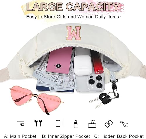 Miniatura 92 de MAXTOP - Cangurera cruzada grande con 4 bolsillos con cremallera, ideal para eventos deportivos, festivales, entrenamiento, viajes, correr y uso