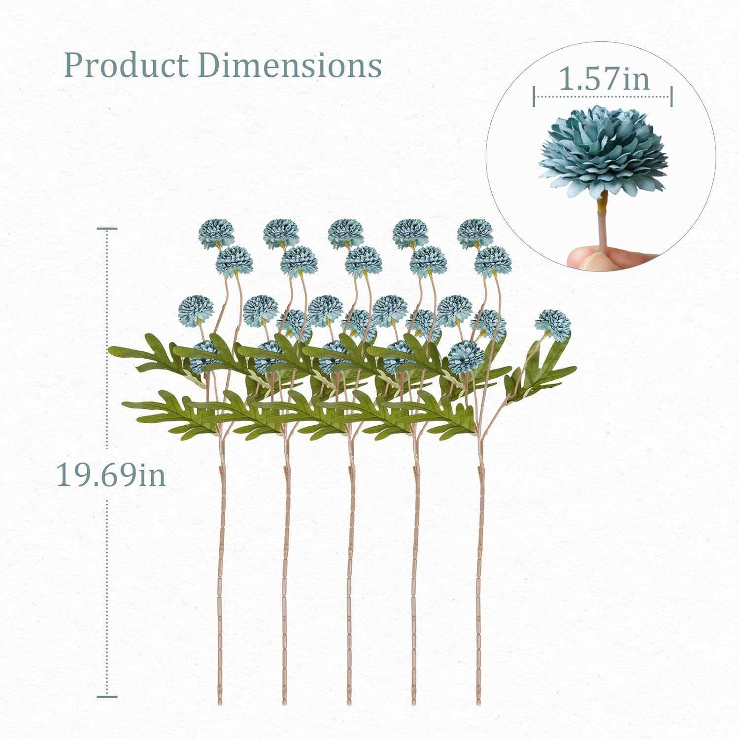 5pcs Faux Flowers for Vase,Bulk Artificial Flowers with Stems,Mini Fake Silk Mums for DIY Wedding Centerpieces Bouquet Floral Arrangements Vase Fillers Home Decorations,Blue - Image 4