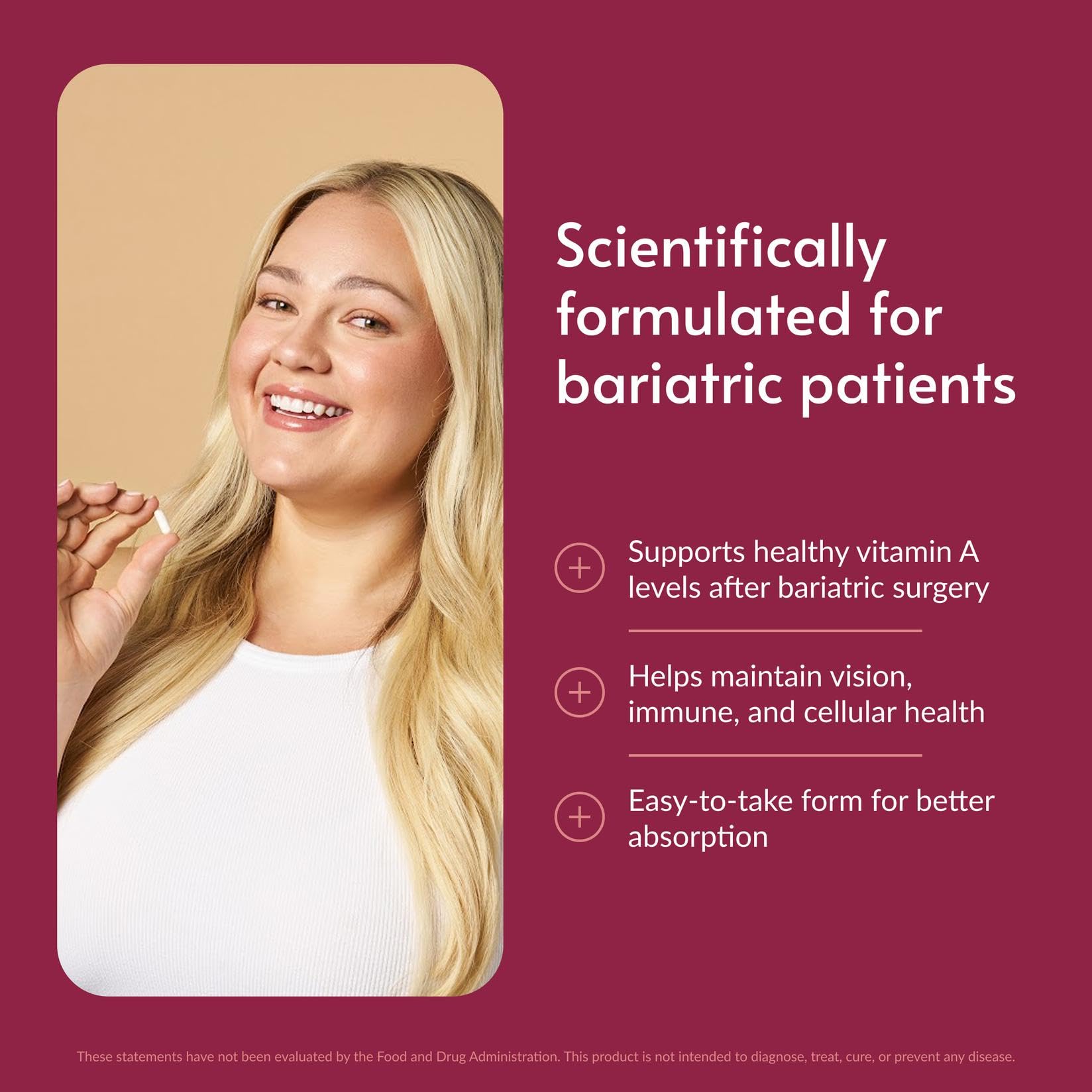 Condition photo showing New/Like New for bariatric advantage vitamin a 3,000 mcg, 60 count | 3,000 mcg vitamin a, for bariatric surgery patients, easy-digest mini capsules, vitamin a supplements, eye health support*