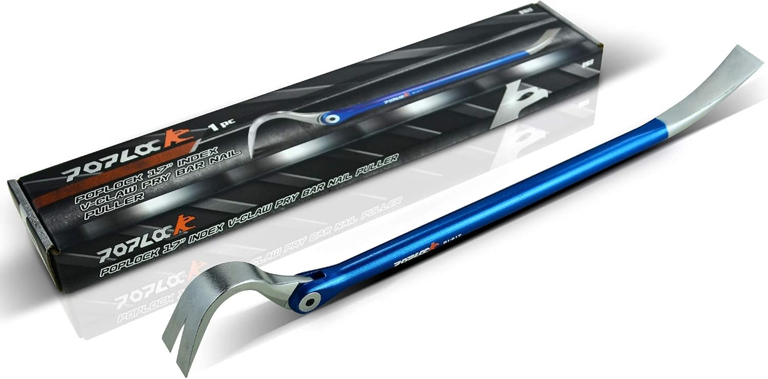 POPLOCK 3PC Indexable Pry Bars Set Plus Free 17" Nail Puller