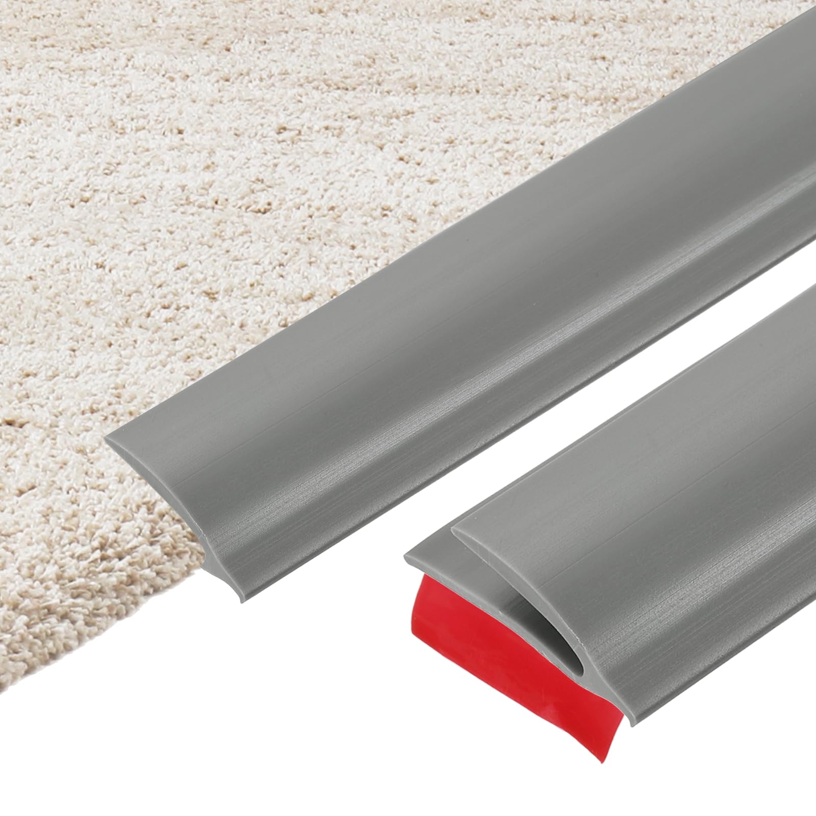 sourcing map 600cm x 32mm x 8mm Carpet to Tile Transition Strip, Self-Adhesive Carpet Edge Strip, PVC Gap Cover, Laminate Edge Trim for Uneven Surfaces, Gray — image 1