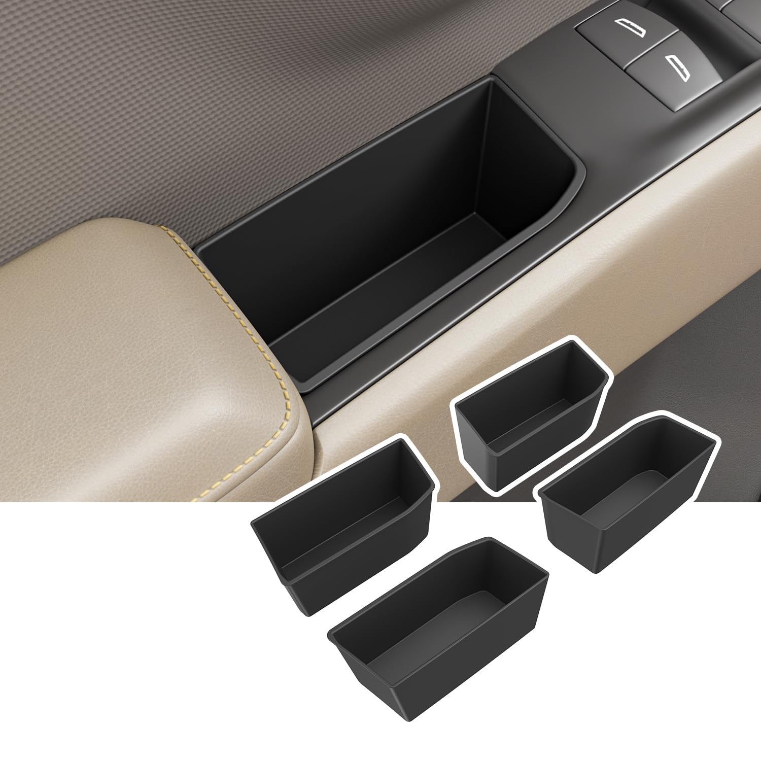 4pcs door side storage box compatible with 2022-2026 chevy silverado gmc sierra door handle phone pocket tray insert organizer crew cab replacement for 2022-2026 chevy silverado accessories