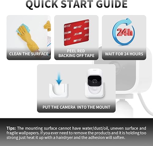 Miniatura 4 de Blink Mini - Soporte de pared adhesivo para cámara, fuerte adhesivo duradero, soporte de montaje de cámara para Blink Mini cámara interior, sin