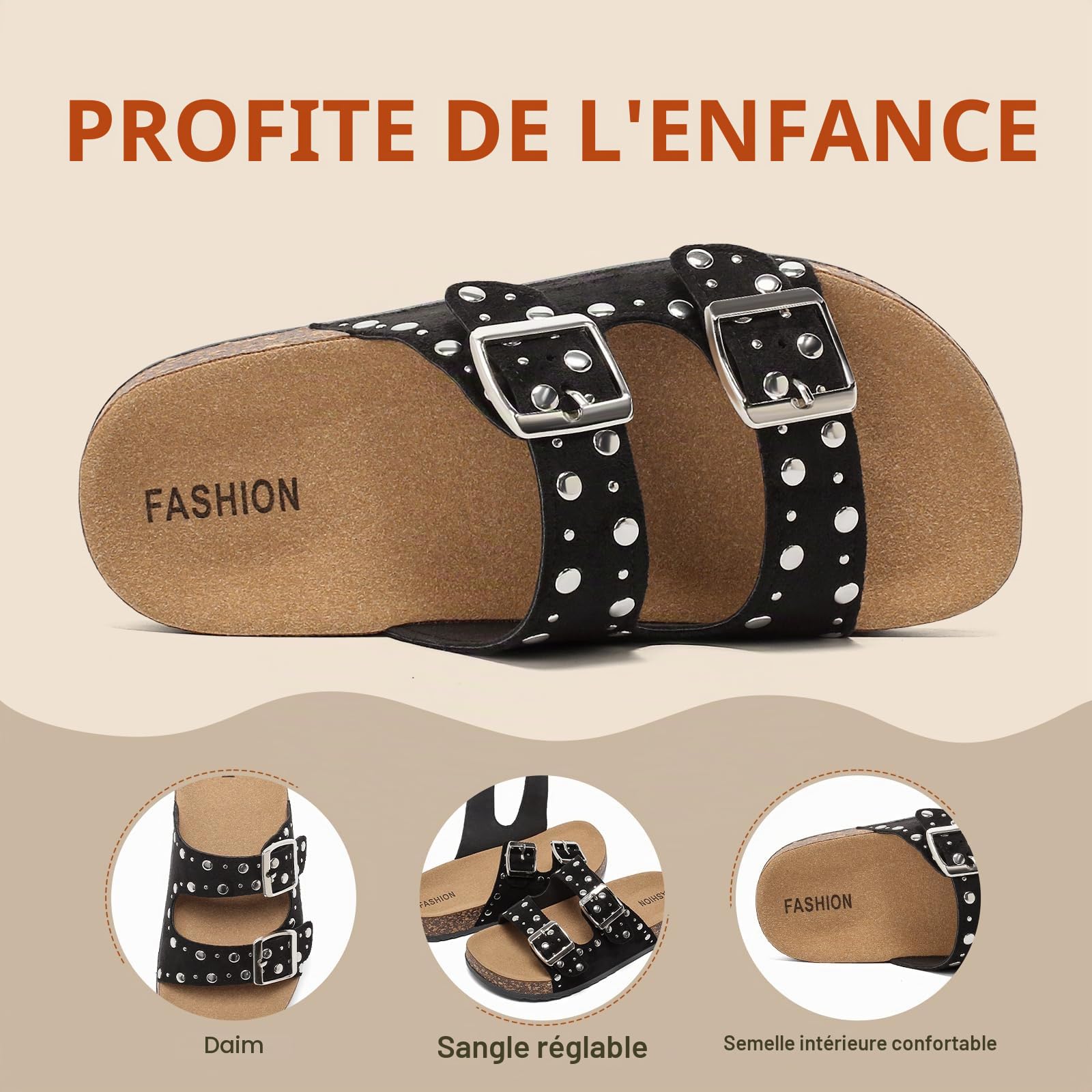 Sandales Enfant Chaussons Garçon Pantoufles Fille avec Boucle Réglable, Sabots Mules D'été de Bain Confortables Intérieur Extérieur