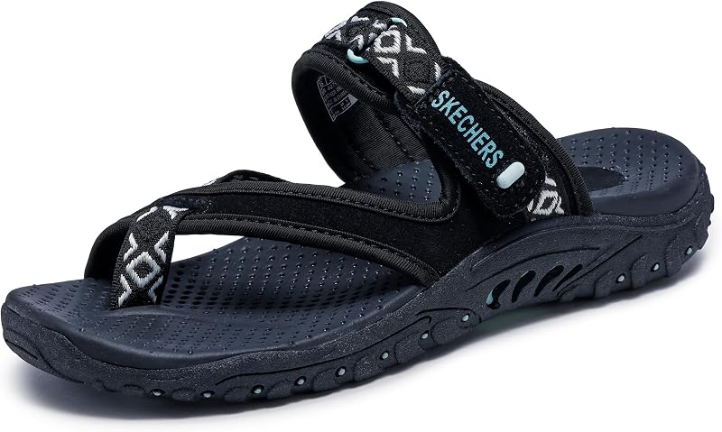 Skechers Reggae Trailway Thong Trail Sandalia para mujer | Plantilla cómoda contorneada, entresuela que absorbe los golpes, lavable a máquina, vegano, cierre de gancho y bucle, chanclas, sandalia tipo dedo