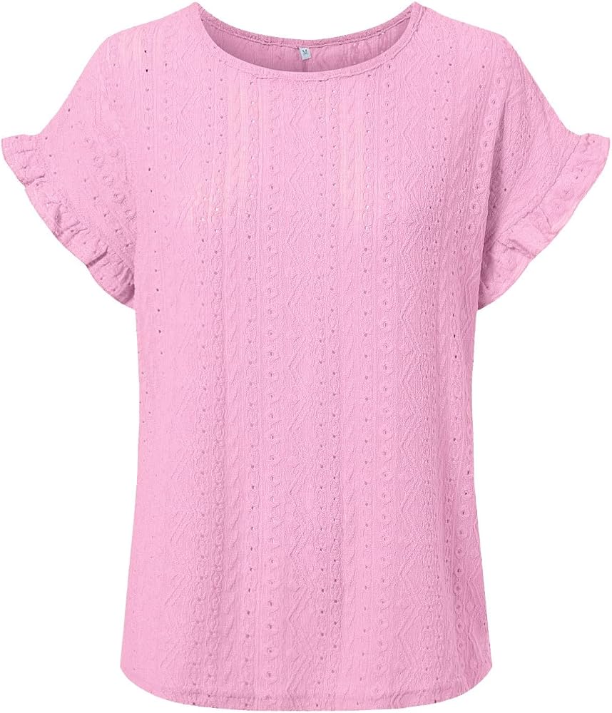 Top Donna Bliwov Con Ricamo Occhiello E Manica Pipistrello - Rosa Cipria, M, In Poliestere Ed Elastan - 4