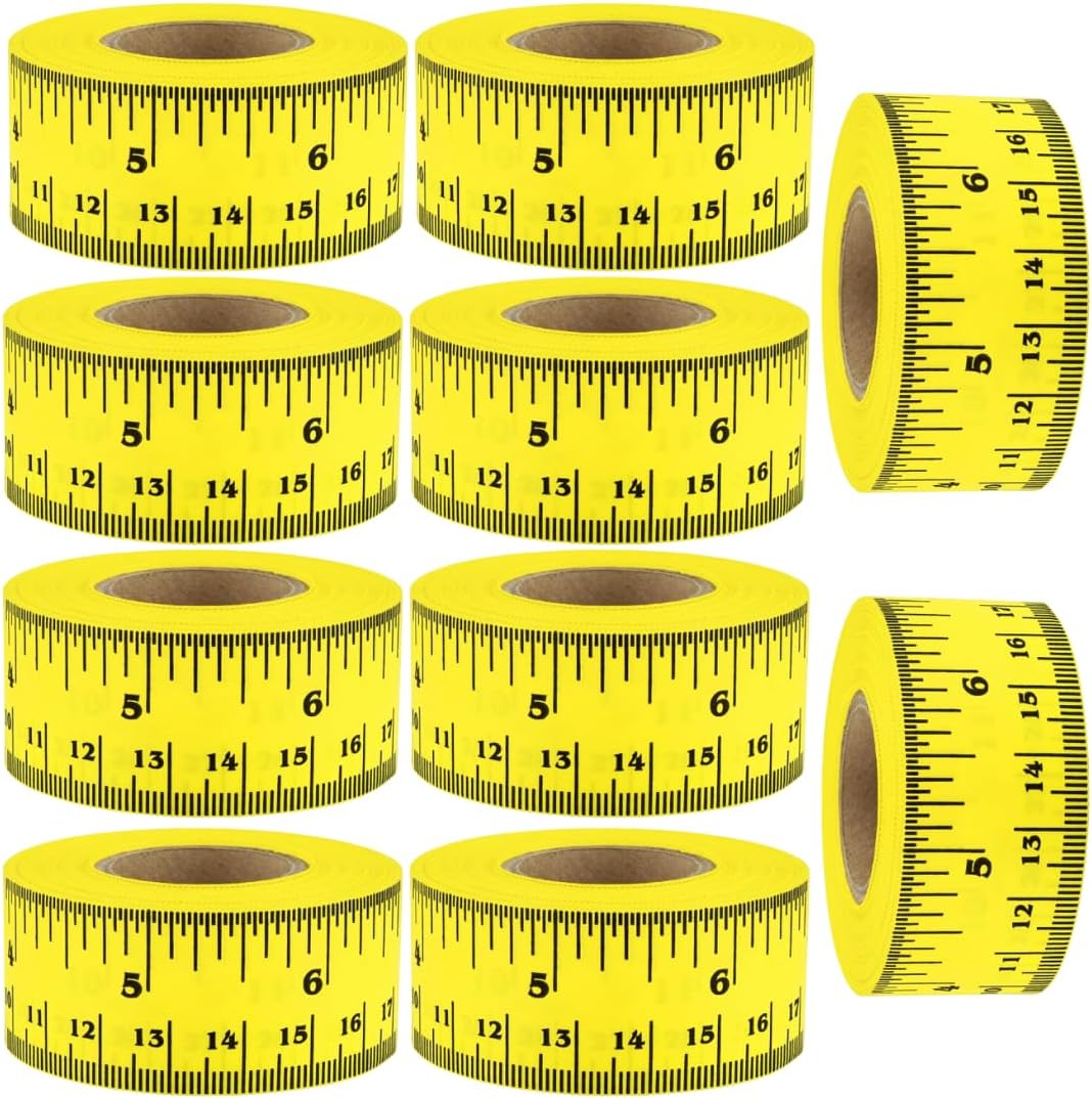 ChromaLabel 1 Inch Adhesive Measuring Tape with Ruler, Flexible Measuring Tape, Yellow, 12 Inch - Case of 10