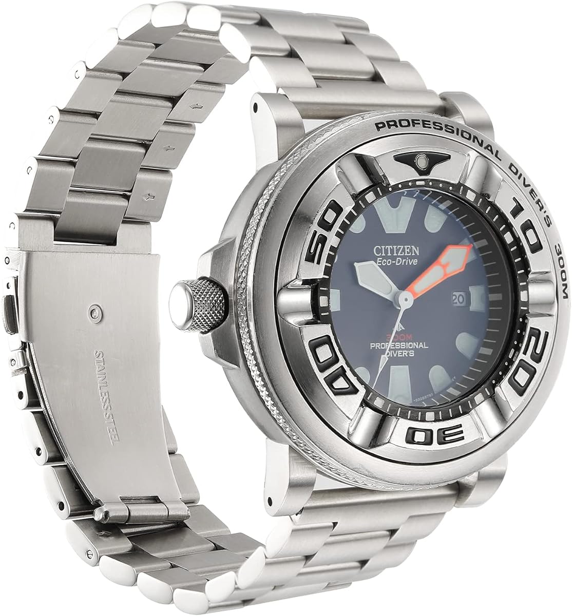 Silver Adapters and 24mm Band Compatible with Citizen Eco-Drive Promaster BJ8050 Sea Dive Watch