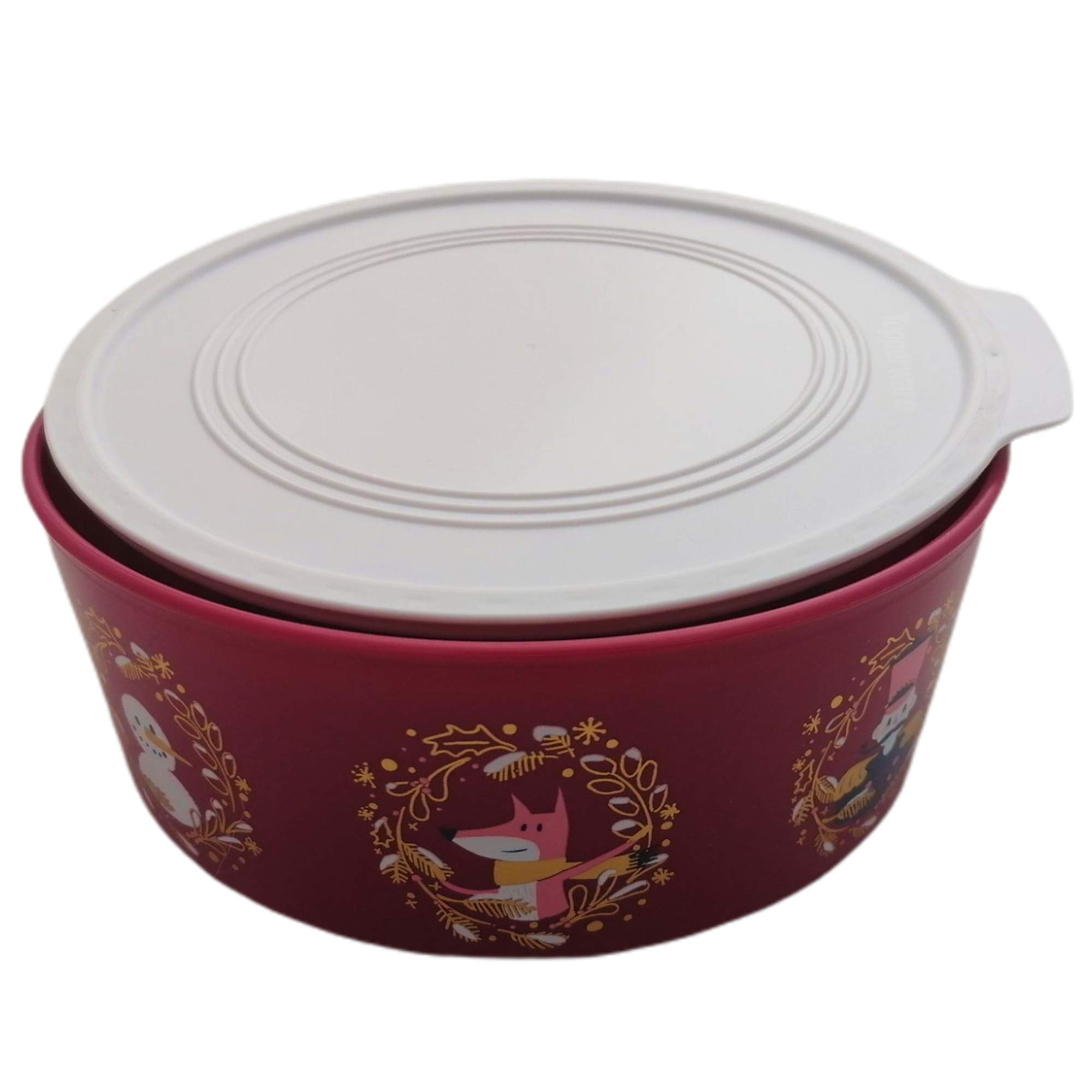 Tupperware Quadro Runden Weihnachts- Motiv 1,5 Liter Dunkelrot - Beere