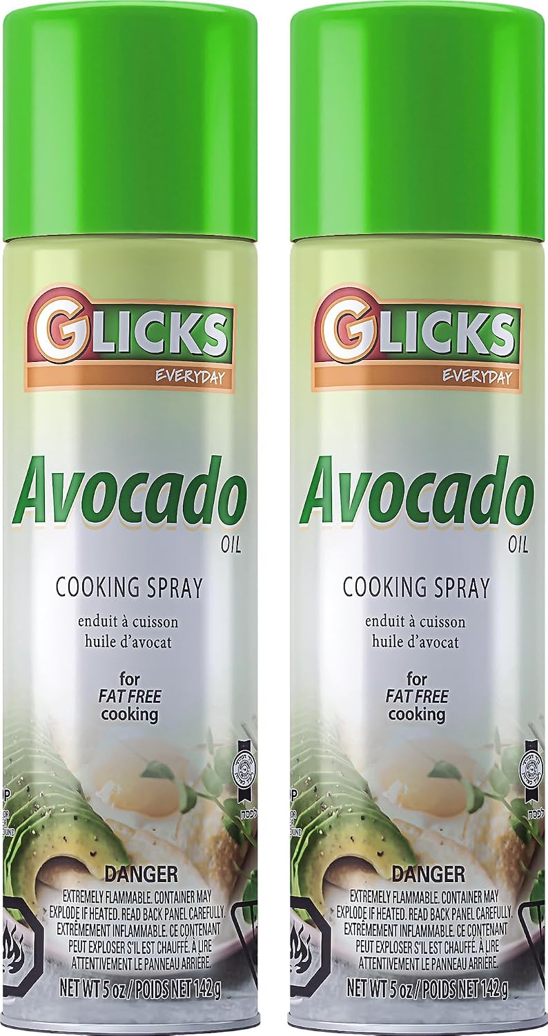 Glicks Avocado Spray Oil, 5 oz (2 Pack) | Non Stick Cooking Spray | Cold Pressed Avocado Oil | Keto and Paleo Diet Friendly | Kosher for Passover | Great for Sauteing, High-Heat Cooking