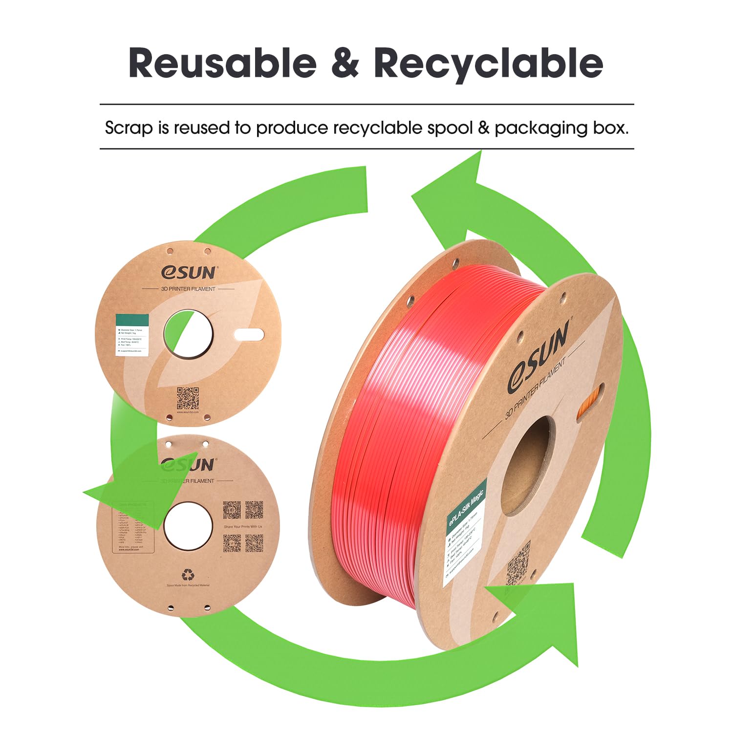 eSUN Silk Filamento PLA a doppio colore da 1,75 mm, filamento per stampa 3D in coestrusione Silk Magic PLA, colore sfumato che cambia bobina da 1 kg (2,2 libbre) (Silk Oro Rosso, 1KG)