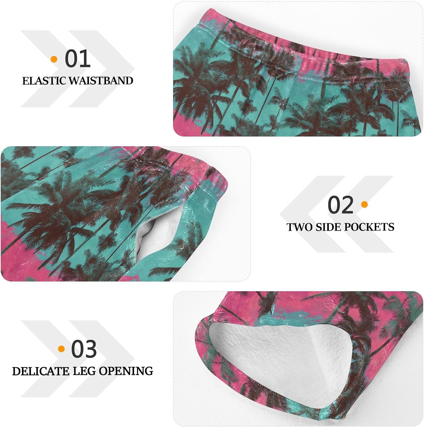 visesunny Retro Palm Colorful Tree Boys Pants for Kids Fleece Bottoms Long Jogger Pants Trousers with Pockets Size 6-14Y