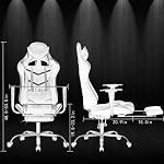 BestOffice Gaming Chair with Footrest, Ergonomic Office Chair, Adjustable Swivel Leather Desk Chair, Reclining High Back Computer Chair with Lumbar Support and Headrest, Racing Style Video Gamer Chair