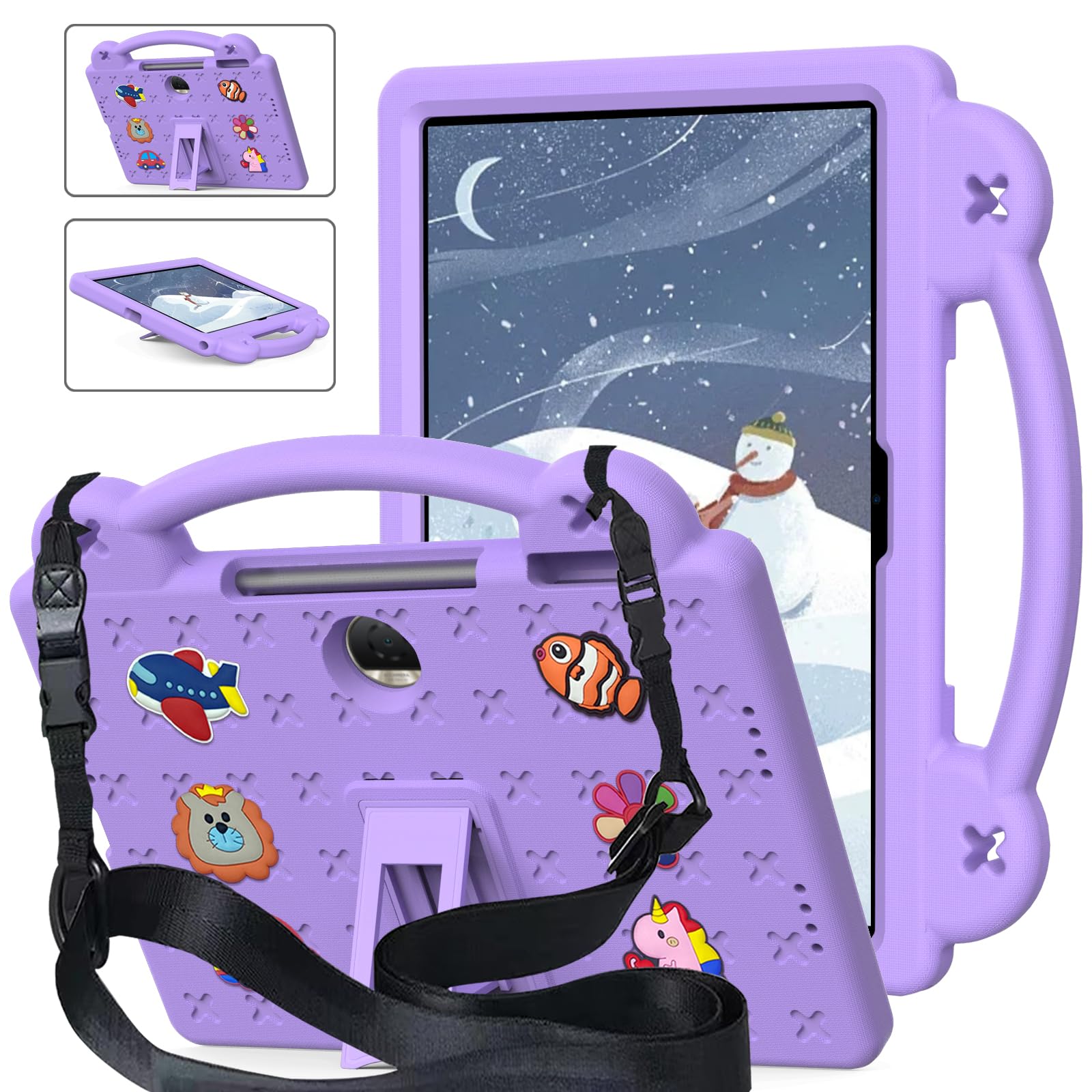 AKABEILA Compatible with Honor Pad 9 2023 12.1 inch Tablet Case, Kids Friendly Universal Lightweight Shockproof Protective Case with Shoulder Strap &