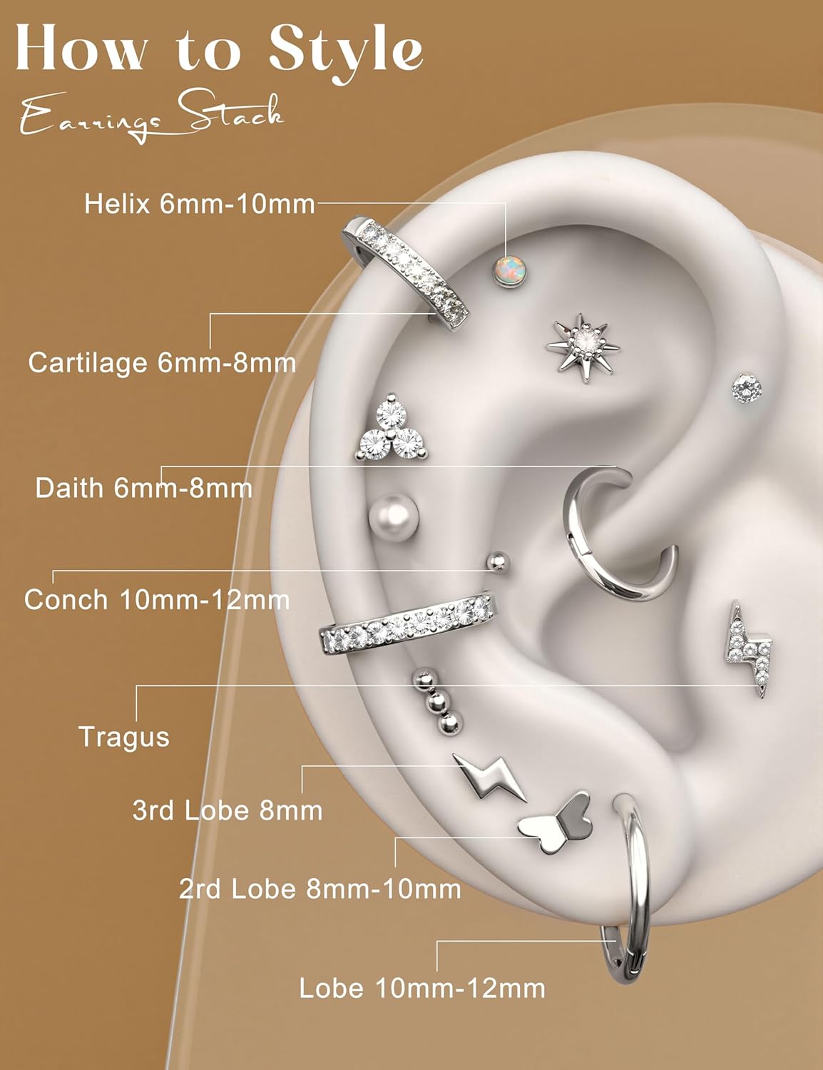 FIASASO Flat Back Gold Earrings for Women Trendy Hypoallergenic Surgical Steel Earrings for Sensitive Ears-20G Cartilage Earring Stacks 14K Gold Plated Small Flatback Stud Hoops Cartilage Earring Set - Image 5