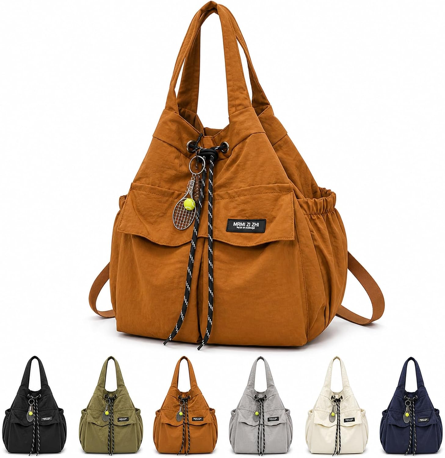 Crossbody Bags for Women Trendy Nylon Bucket Backpack with Pendant