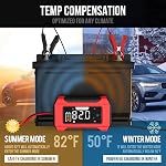 NEXPEAK NC215 15-Amp Chargeur de batterie, 12V 24V LiFePO4 Chargeur de batterie de voiture portable au plomb 9-Stage Mainteneur de batterie intelligent de chargeur de camion avec compensation temporaire pour la tondeuse de camion maritime