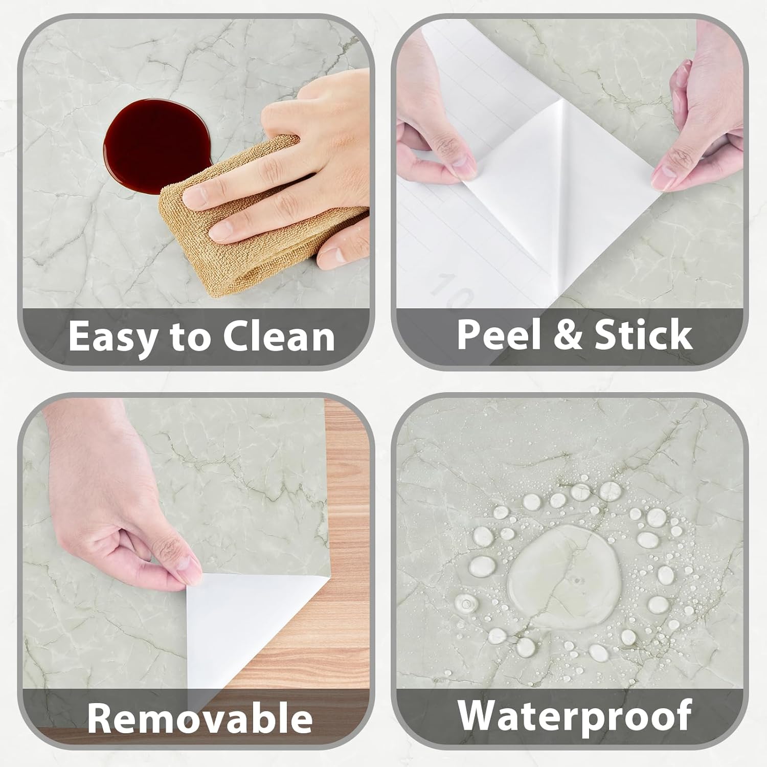 Grey Green Marble Contact Paper Peel and Stick for Countertops Grey Marble Wallpaper Removable Waterproof Countertop Contact Paper for Cabinets Kitchen Backsplash Shelf Liner Table 15.7"×78.7"