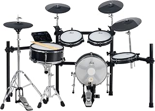 XDrum DD-650 Mesh E-Drum Kit - elektronisches Schlagzeug mit echter HiHat - 14" Snare-Pad und 14" Kick-Pad aus Holz - 720 Sounds, 20 Preset- und 20 User-Kits - inklusive Rack - Black Sparkle