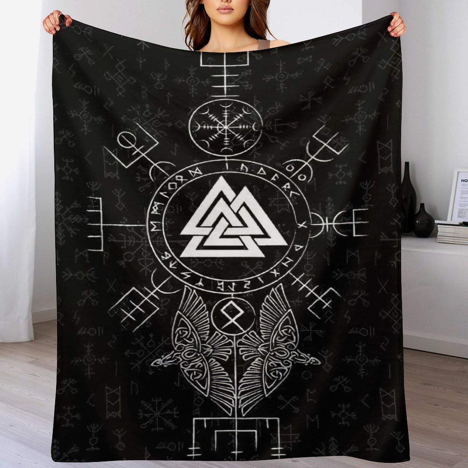 Pazzk Viking Myth-24 Viking Myth Throw Blanket, Warm Thick Soft All Season Fluffy Plush Couch Throw, Cozy Flannel Blanket Sofa Bed, Microfiber Anti-Pilling Washable Bed Blanket,（130×180Cm）