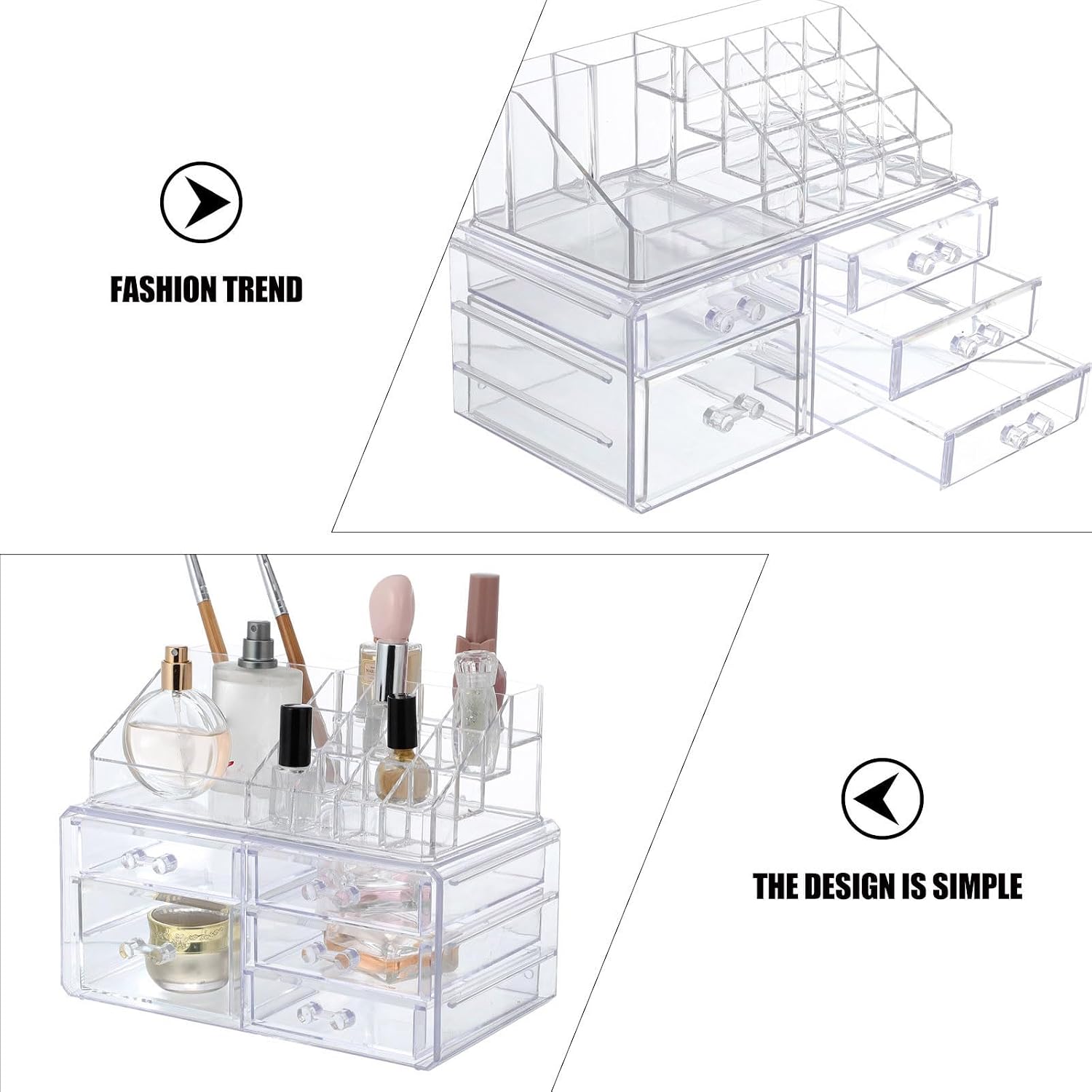 Acrylic Makeup Organizer with Drawer Design, Desktop Cosmetic Storage Box Suitable for Lipsticks and Compacts, for Dressing Table and Bathroom Use image 3